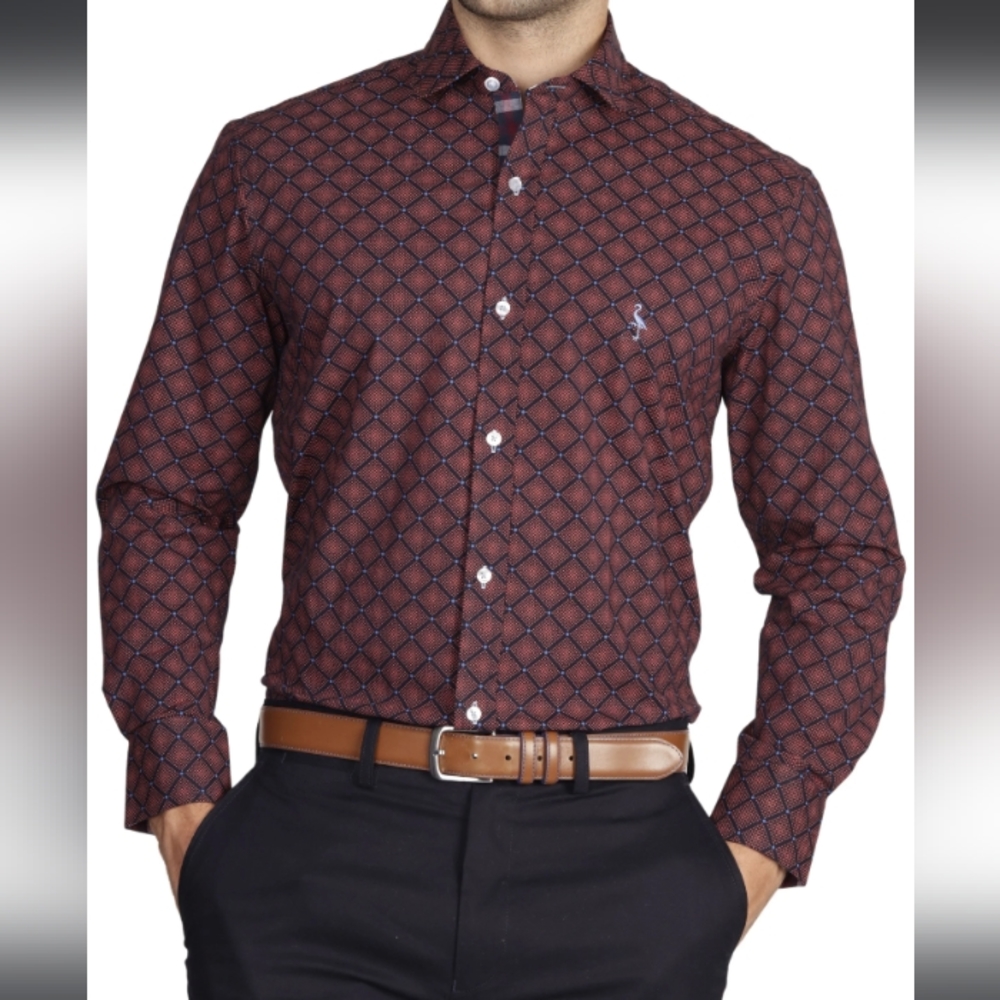 TAYLOR BYRD GEO NAVY PRINTED MEN SHIRT